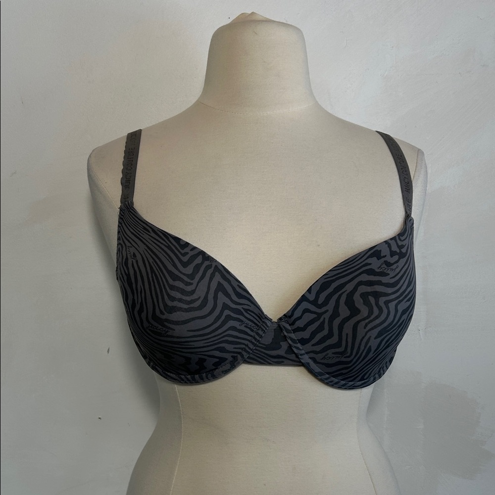 Juicy Couture Bra‎ 38 D Grey Zebra Print Padded Support
